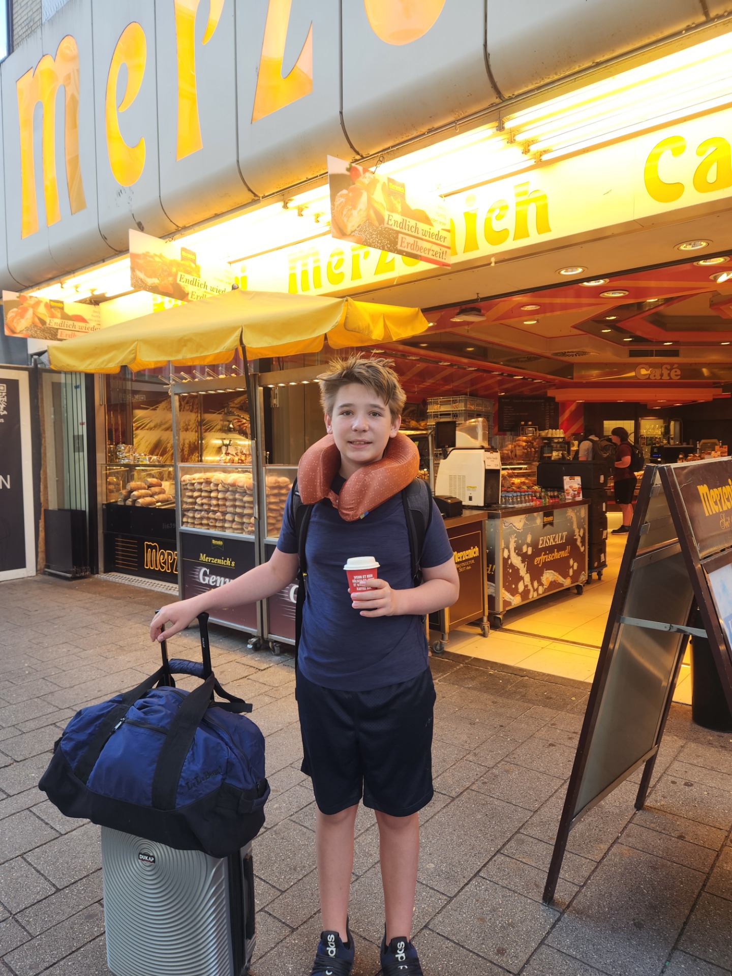 Cologne, Germany. What's in my duffle bag? 8 cans of Paprika Pringles ... IYKYK